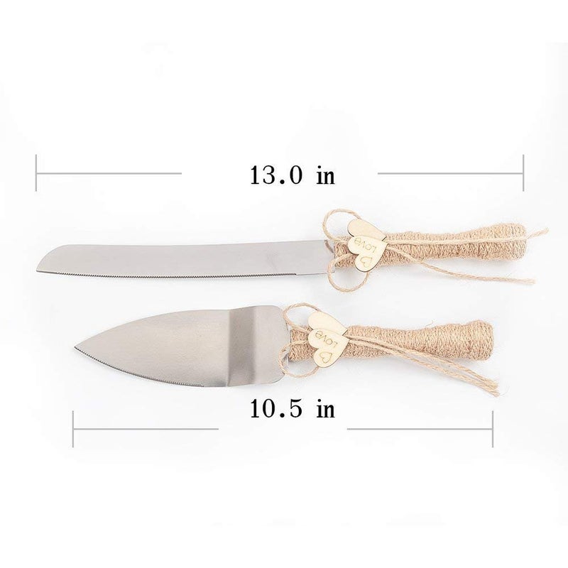 senover Rustic Wedding Cake Knife and Server Set,Wedding Cake Knife Serveing,Rustic Wedding Cake Knife Set for Parties Weddings Anniversaries Birthdays (love) - Image 2